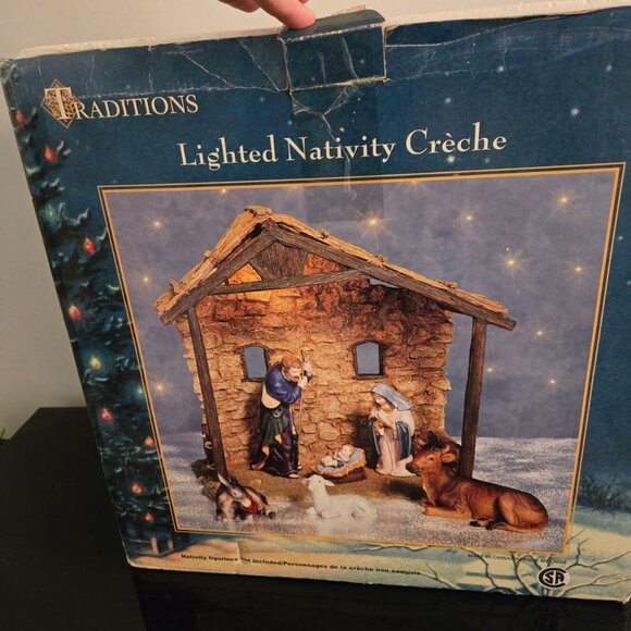Traditions Lighted Nativity Crèche | 14.5” Christmas Stable | Rustic Holiday - Picture 10 of 10